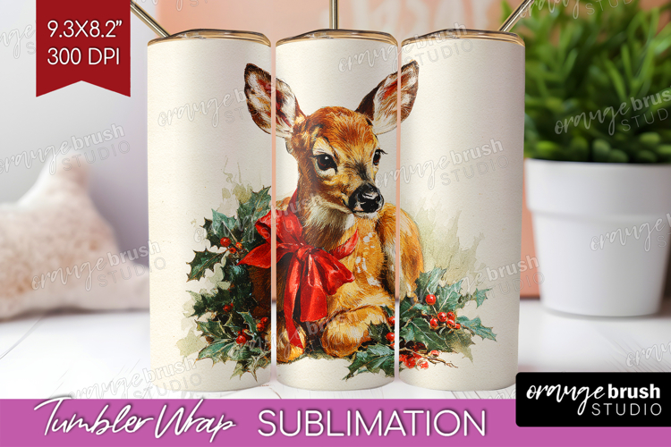 Vintage Christmas Tumbler Wrap - Retro Xmas Tumbler PNG