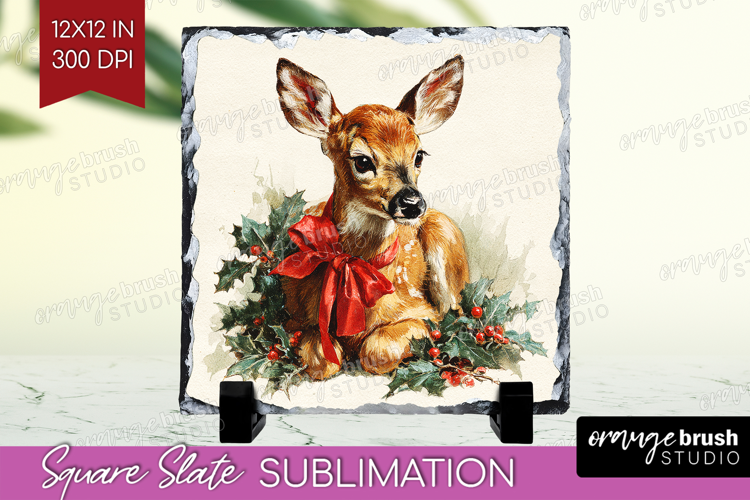 Vintage Christmas Slate PNG - Retro Xmas Square Slate