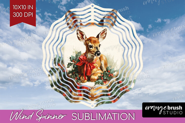 Vintage Christmas Wind Spinner Sublimation PNG - Retro Xmas example image 1