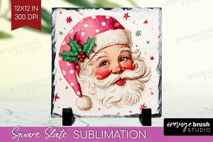 Vintage Christmas Slate PNG - Retro Xmas Square Slate