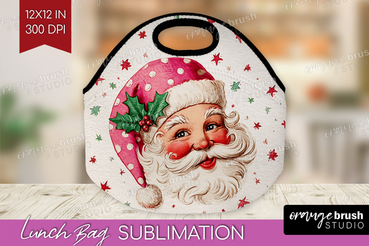 Vintage Christmas Lunch Bag - Retro Xmas Lunch Bug PNG