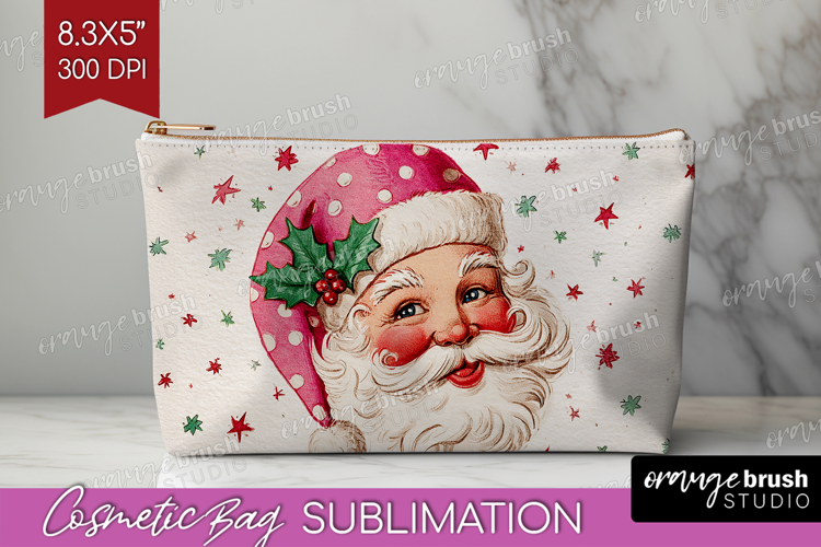 Vintage Christmas Cosmetic Bag - Retro Xmas Makeup Bag PNG