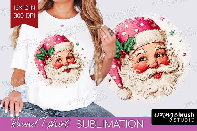 Vintage Christmas Round Tshirt Background - Retro Xmas PNG