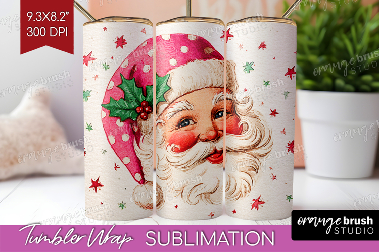 Vintage Christmas Tumbler Wrap - Retro Xmas Tumbler PNG