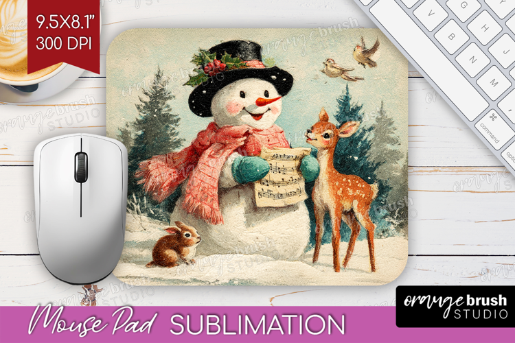 Vintage Christmas Mouse Pad Sublimation - Retro Xmas PNG