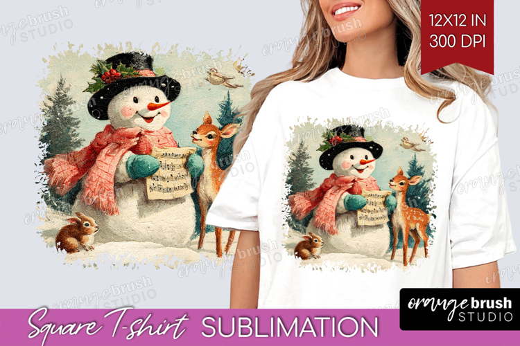 Vintage Christmas Square Tshirt Background - Retro Xmas PNG