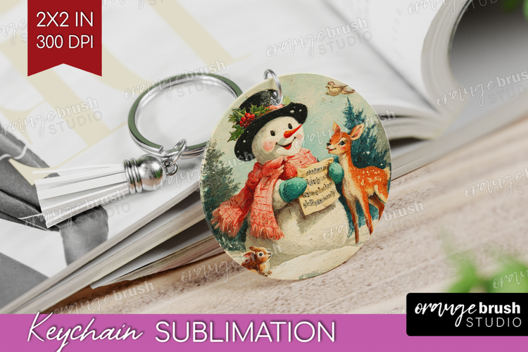 Vintage Christmas Keychain PNG - Retro Xmas Keychain