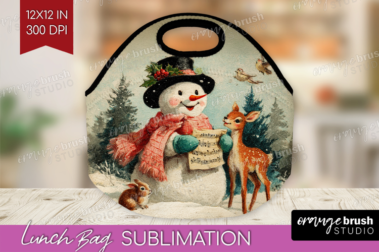 Vintage Christmas Lunch Bag - Retro Xmas Lunch Bug PNG