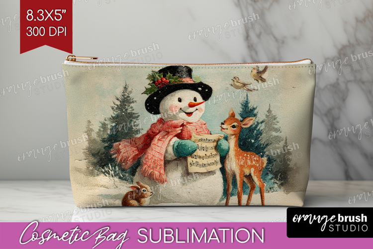 Vintage Christmas Cosmetic Bag - Retro Xmas Makeup Bag PNG