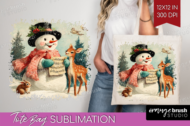 Vintage Christmas Tote Bag - Retro Xmas Tote Bag PNG