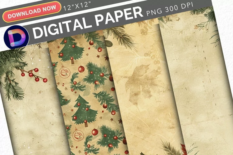 Vintage Christmas Digital Paper