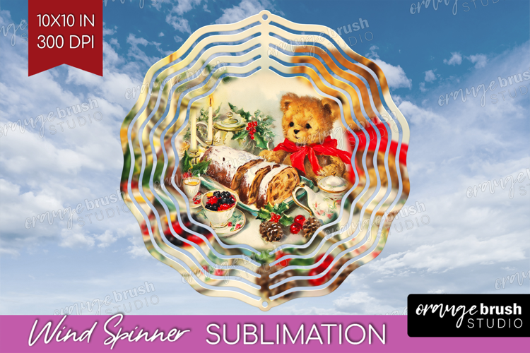 Vintage Christmas Wind Spinner Sublimation PNG - Retro Xmas
