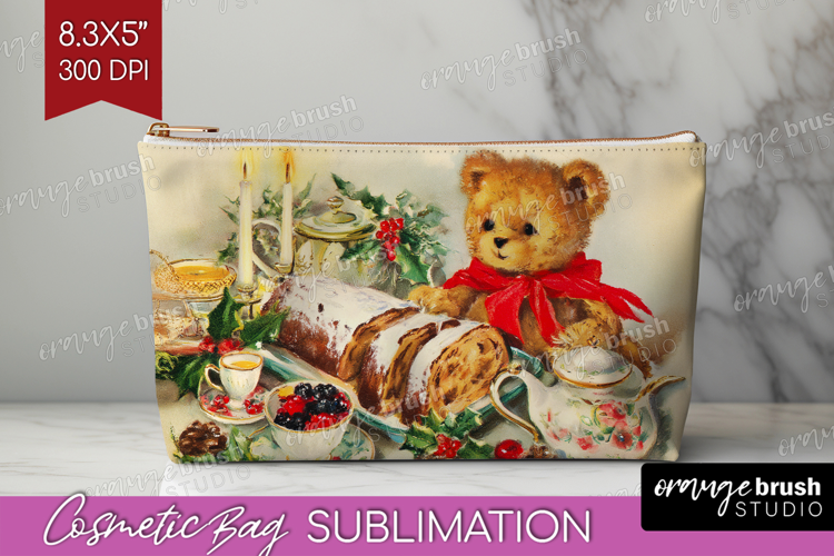 Vintage Christmas Cosmetic Bag - Retro Xmas Makeup Bag PNG