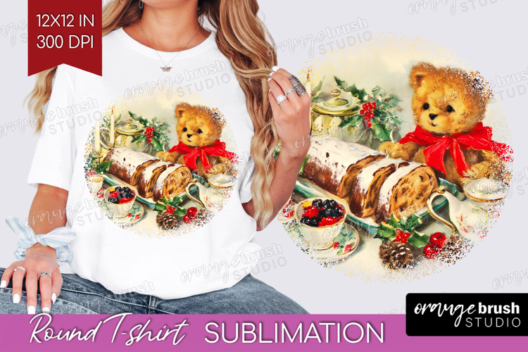 Vintage Christmas Round Tshirt Background - Retro Xmas PNG