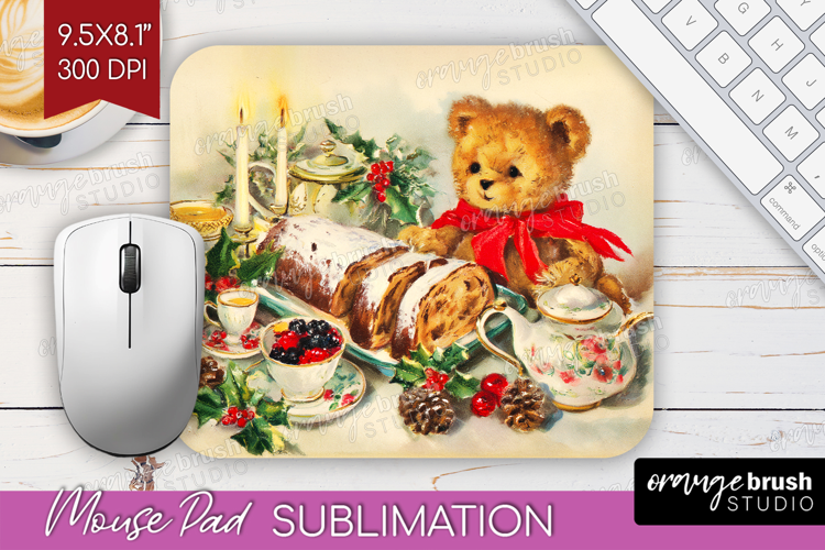 Vintage Christmas Mouse Pad Sublimation - Retro Xmas PNG