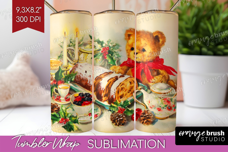 Vintage Christmas Tumbler Wrap - Retro Xmas Tumbler PNG
