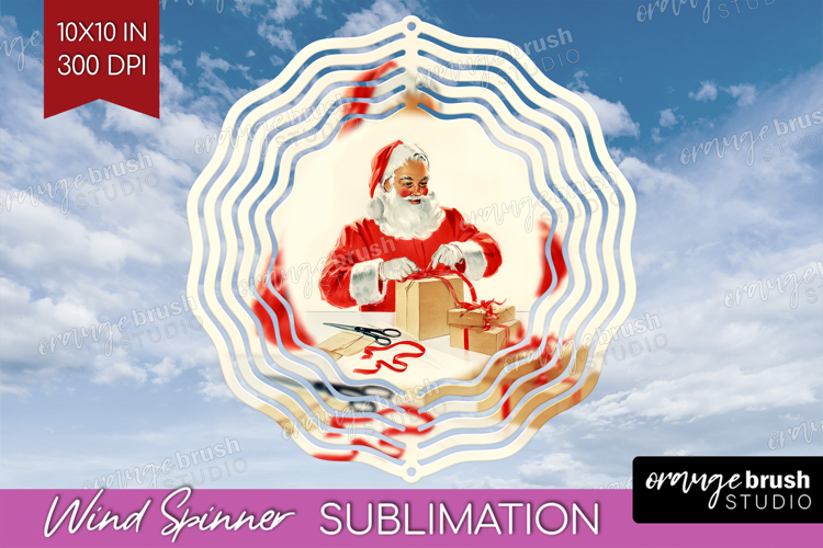 Vintage Christmas Wind Spinner Sublimation PNG - Retro Xmas
