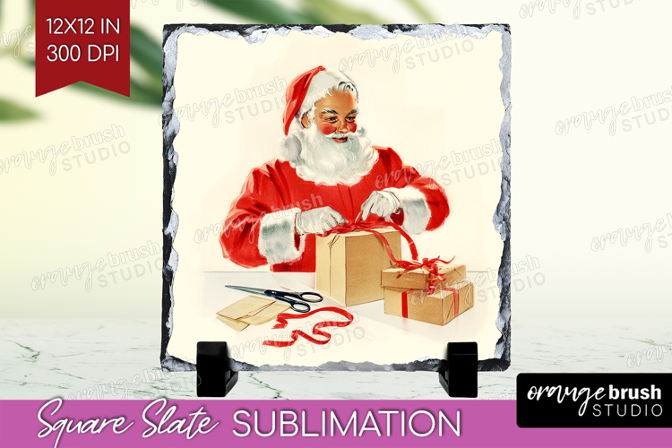 Vintage Christmas Slate PNG - Retro Xmas Square Slate