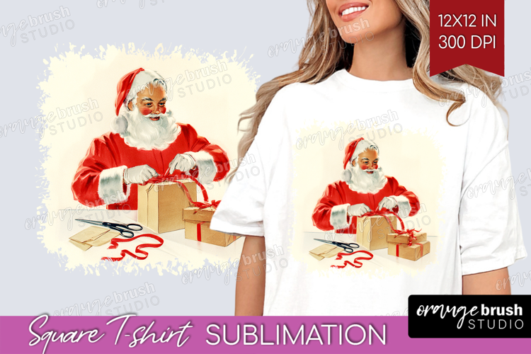 Vintage Christmas Square Tshirt Background - Retro Xmas PNG