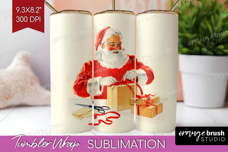 Vintage Christmas Tumbler Wrap - Retro Xmas Tumbler PNG