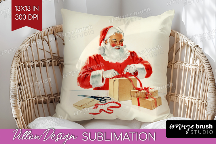 Vintage Christmas Pillow Sublimation - Retro Xmas Pillow PNG