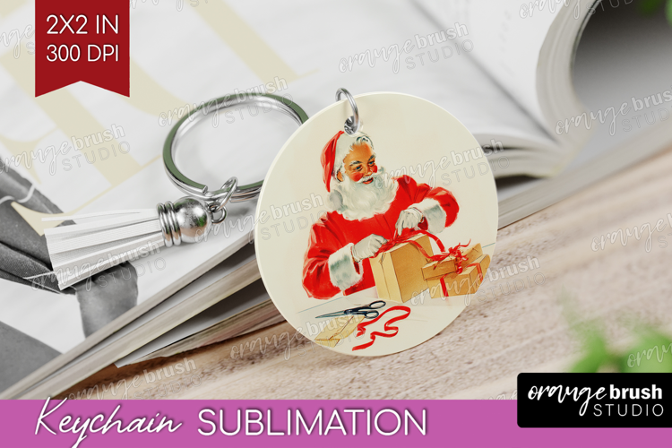 Vintage Christmas Keychain PNG - Retro Xmas Keychain