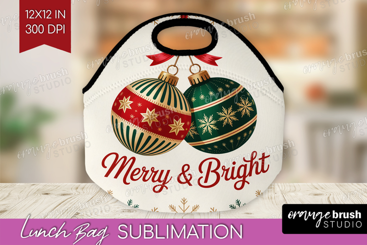 Vintage Christmas Lunch Bag - Retro Xmas Lunch Bug PNG