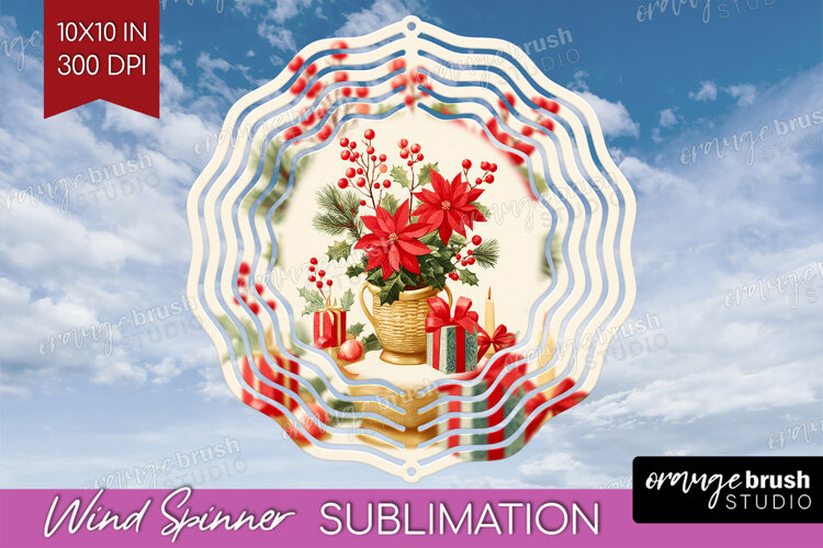 Vintage Christmas Wind Spinner Sublimation PNG - Retro Xmas example image 1