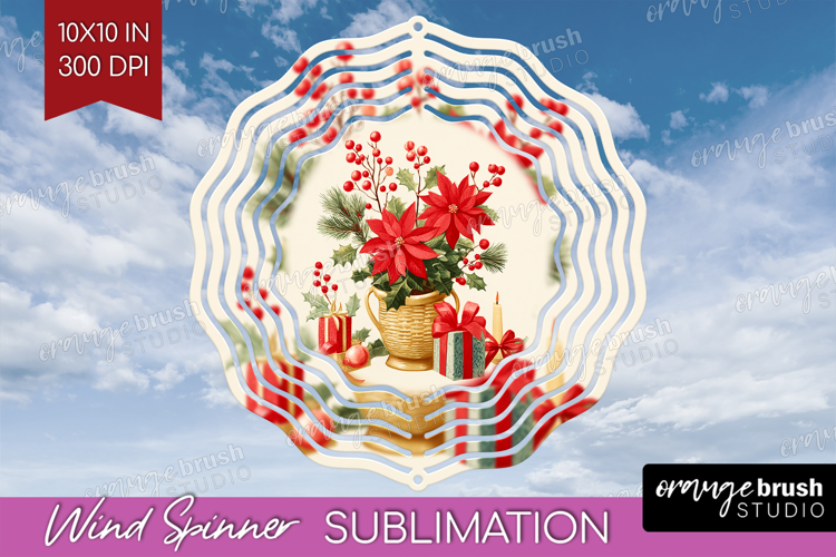 Vintage Christmas Wind Spinner Sublimation PNG - Retro Xmas