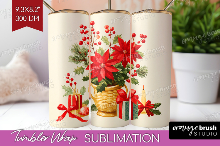 Vintage Christmas Tumbler Wrap - Retro Xmas Tumbler PNG