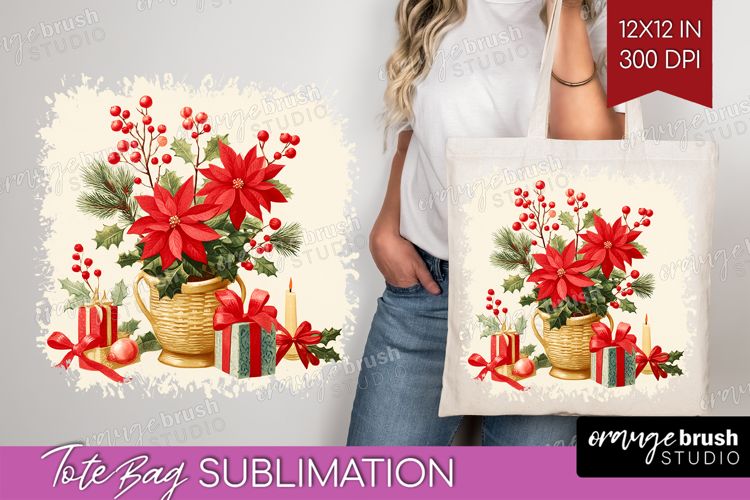 Vintage Christmas Tote Bag - Retro Xmas Tote Bag PNG