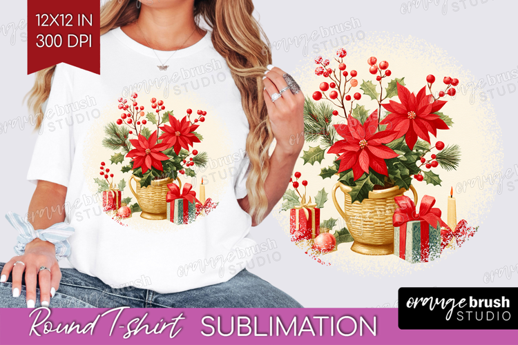 Vintage Christmas Round Tshirt Background - Retro Xmas PNG