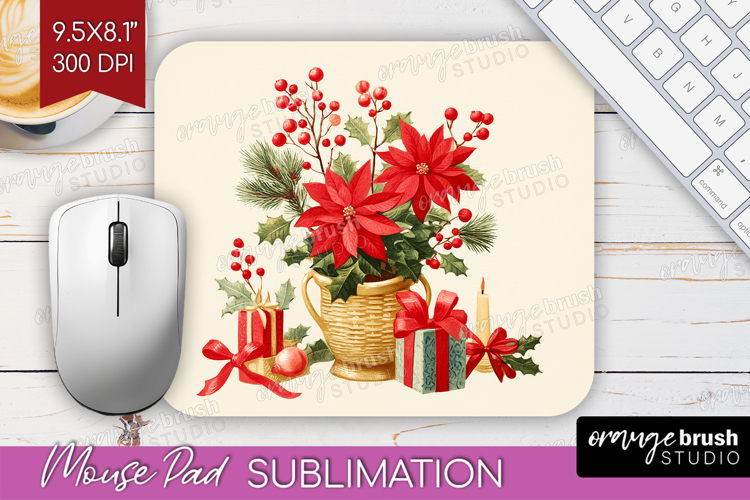 Vintage Christmas Mouse Pad Sublimation - Retro Xmas PNG