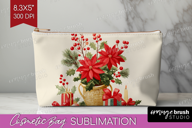 Vintage Christmas Cosmetic Bag - Retro Xmas Makeup Bag PNG