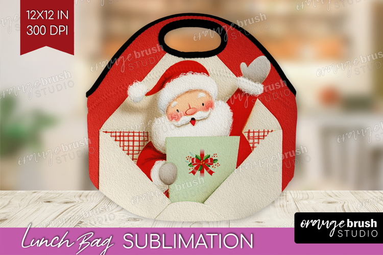 Vintage Christmas Lunch Bag - Retro Xmas Lunch Bug PNG