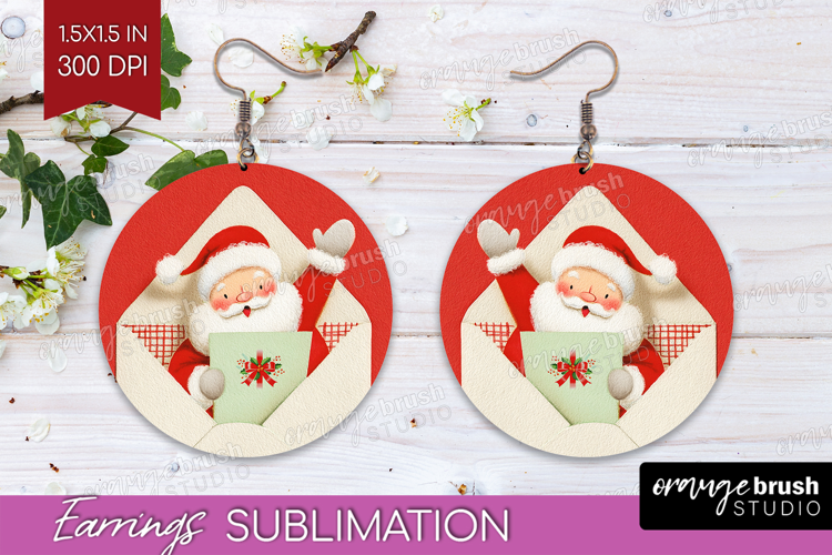 Vintage Christmas Round Earrings - Retro Xmas PNG