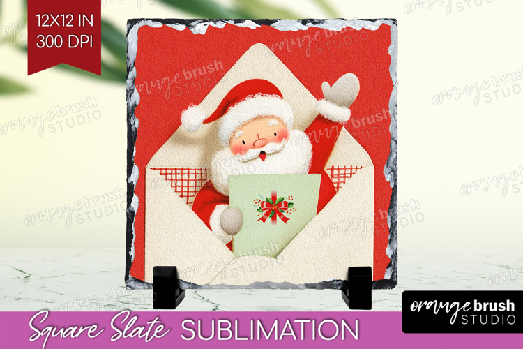 Vintage Christmas Slate PNG - Retro Xmas Square Slate