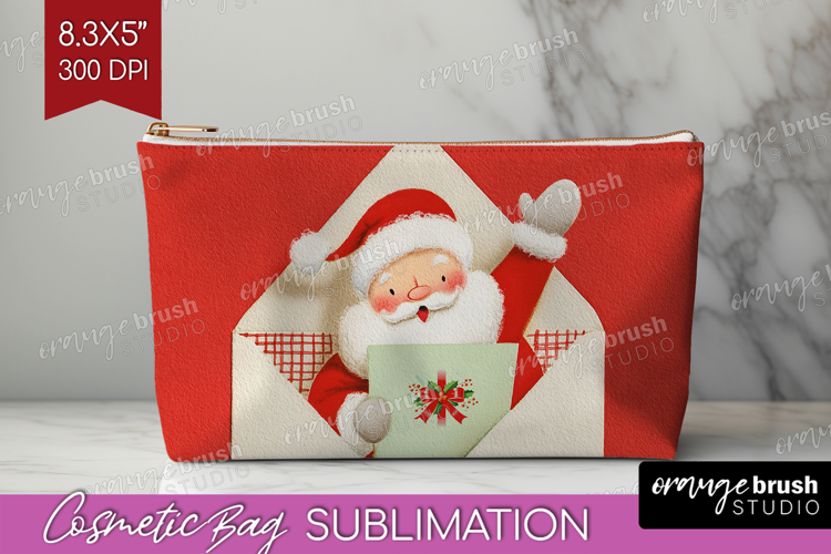 Vintage Christmas Cosmetic Bag - Retro Xmas Makeup Bag PNG