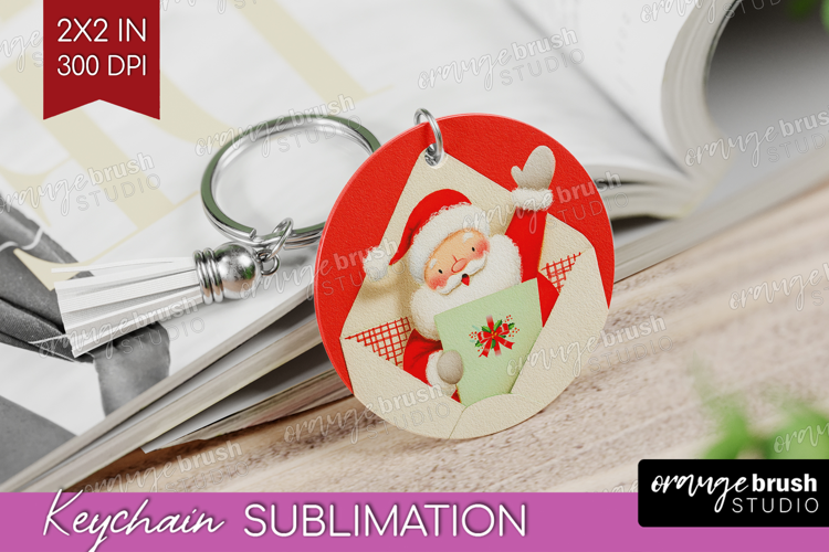 Vintage Christmas Keychain PNG - Retro Xmas Keychain