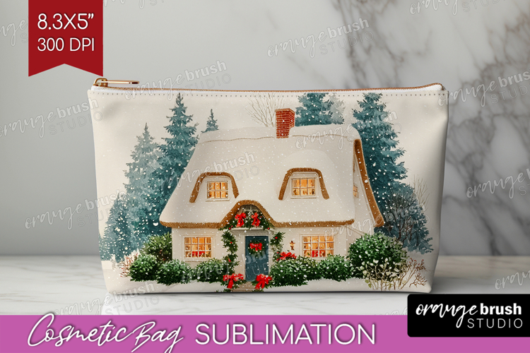 Vintage Christmas Cosmetic Bag - Retro Xmas Makeup Bag PNG