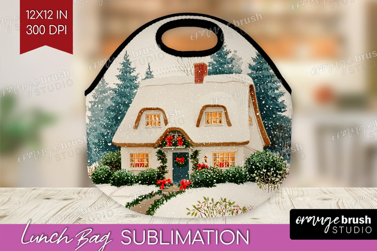 Vintage Christmas Lunch Bag - Retro Xmas Lunch Bug PNG
