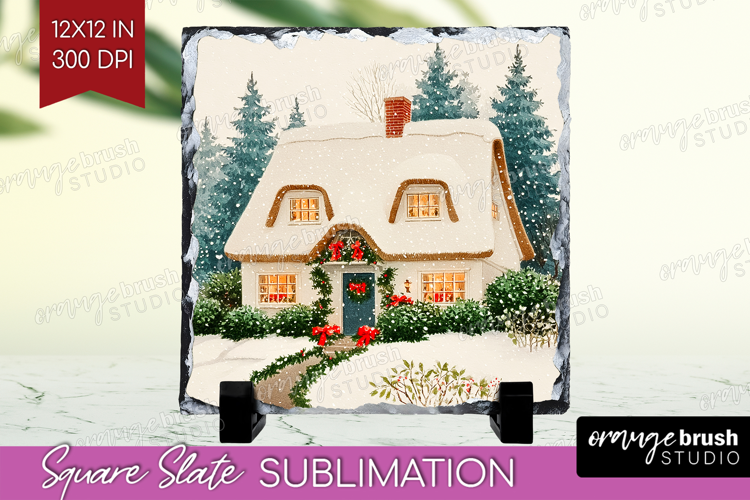 Vintage Christmas Slate PNG - Retro Xmas Square Slate