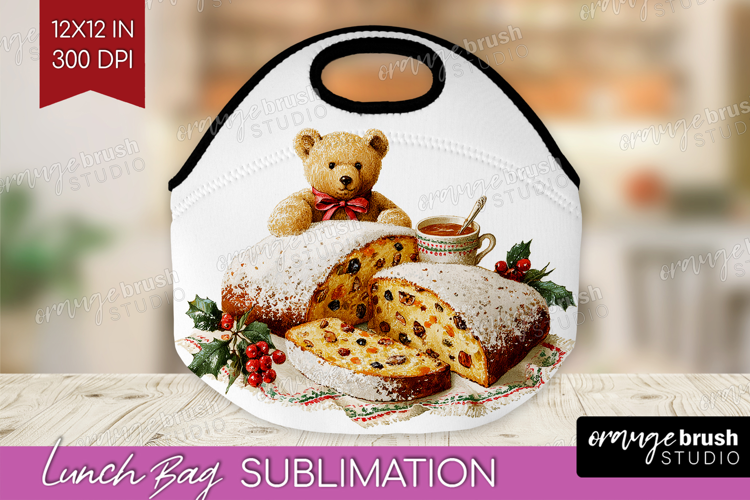 Vintage Christmas Lunch Bag - Retro Xmas Lunch Bug PNG