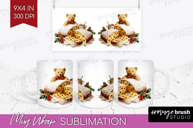 Vintage Christmas Mug Wrap - Retro Xmas Mug PNG Sublimation