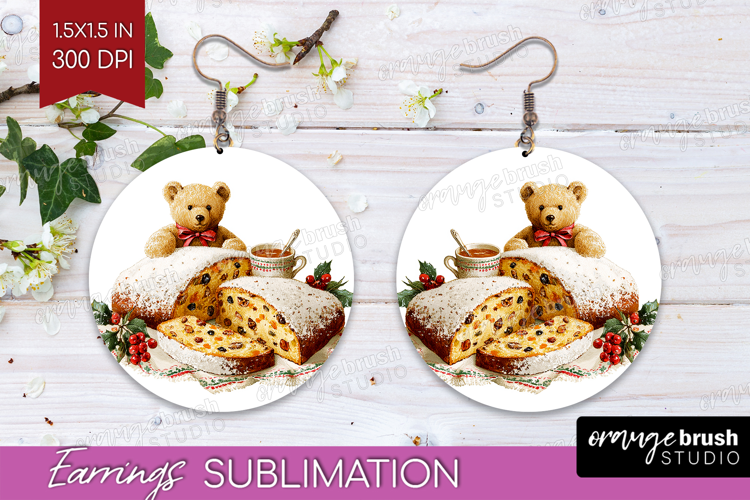 Vintage Christmas Round Earrings - Retro Xmas PNG