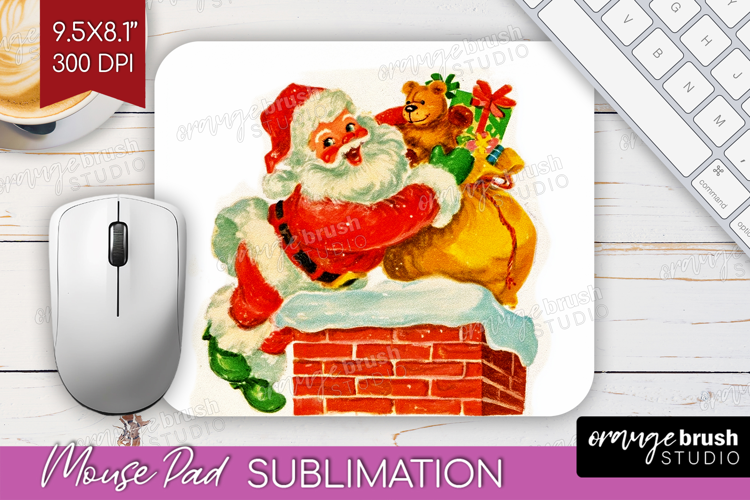 Vintage Christmas Mouse Pad Sublimation - Retro Xmas PNG
