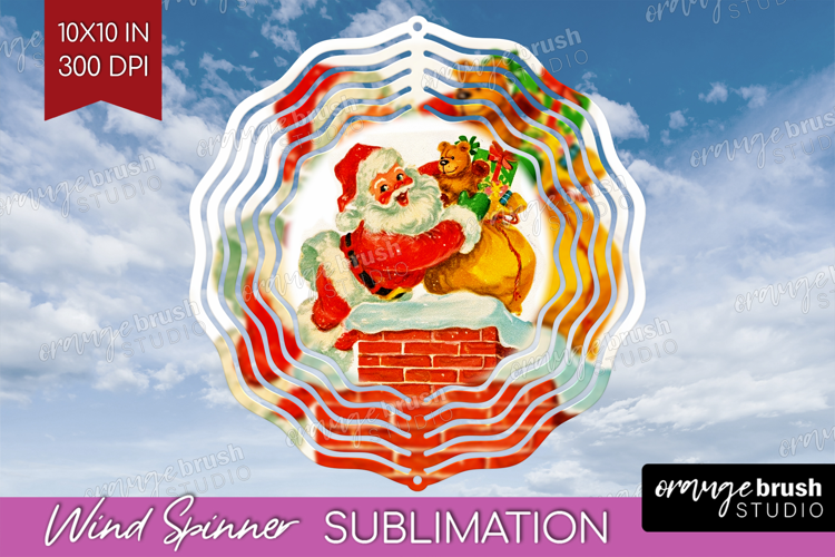 Vintage Christmas Wind Spinner Sublimation PNG - Retro Xmas