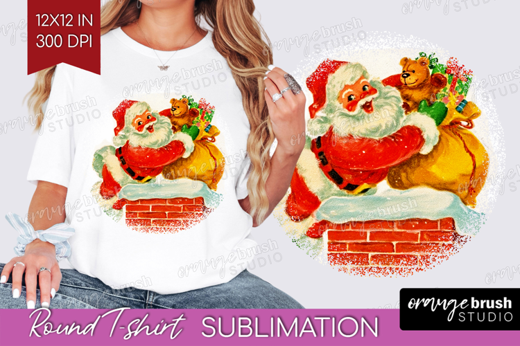 Vintage Christmas Round Tshirt Background - Retro Xmas PNG