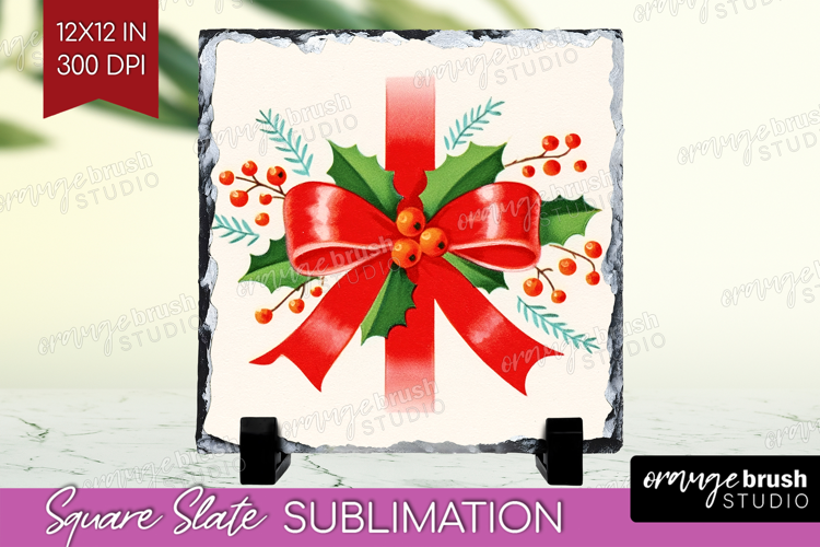 Vintage Christmas Slate PNG - Retro Xmas Square Slate