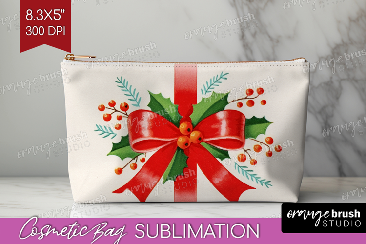 Vintage Christmas Cosmetic Bag - Retro Xmas Makeup Bag PNG